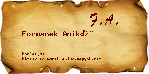 Formanek Anikó névjegykártya